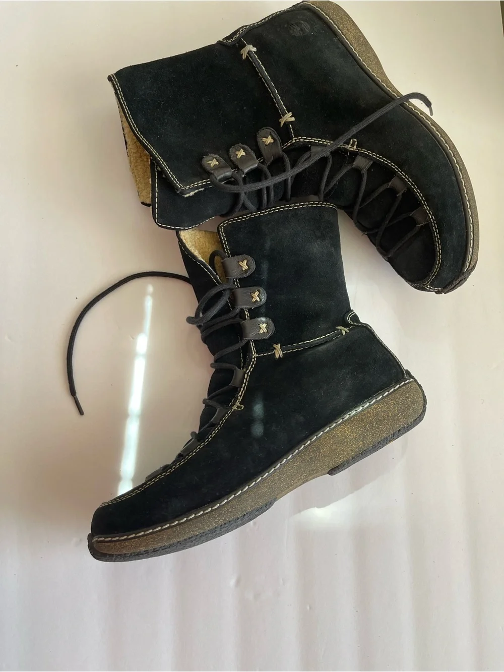 Timberland Black and Brown Rubber Sole Shoe with Yellow Logo